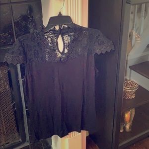 Black lace cap sleeve top